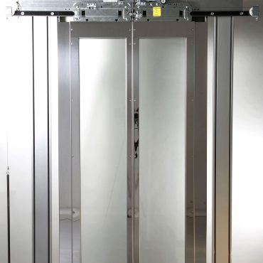 درب کابین آسانسور مدل میکرو طرح استیل و شیشه سانترال